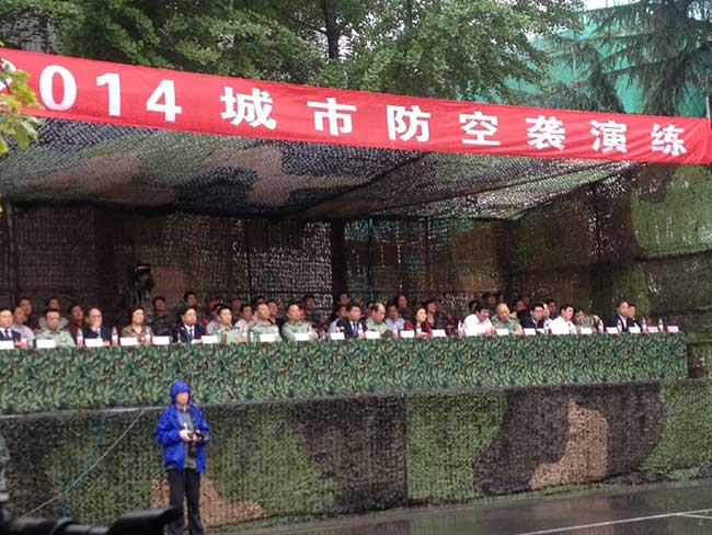 临淄区防空袭演习--齐鲁武校学生军体拳表演