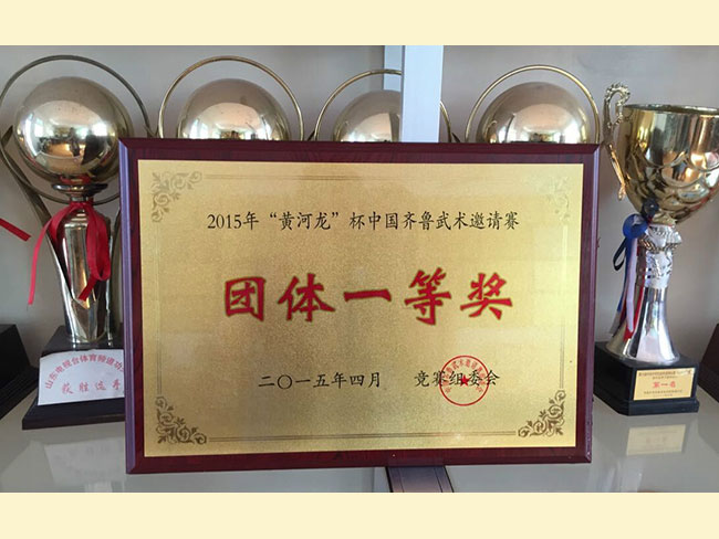 热烈祝贺齐鲁武校获得2015年“黄河龙”杯中国齐鲁武术邀请赛团体一等奖